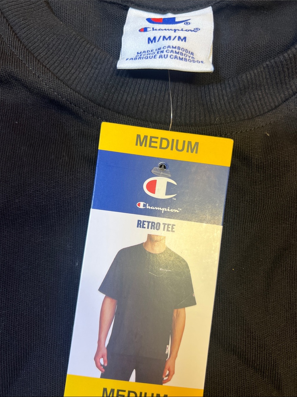 Champion Black Short Sleeve Crewneck T-Shirt with White Logo - Picture 5 of 6